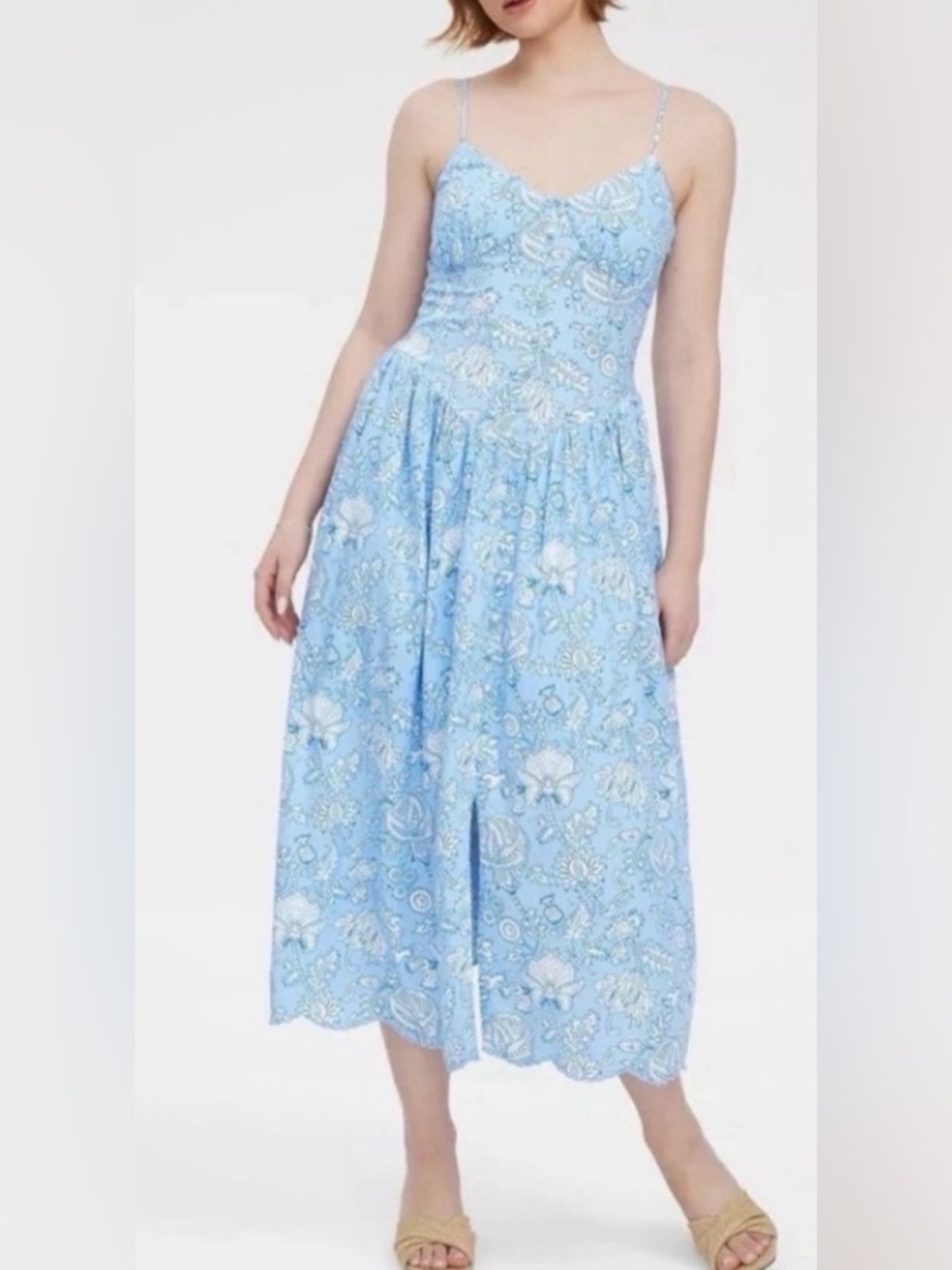 Roller Rabbit x Target Light Blue Floral Midi Dress NWT Large
